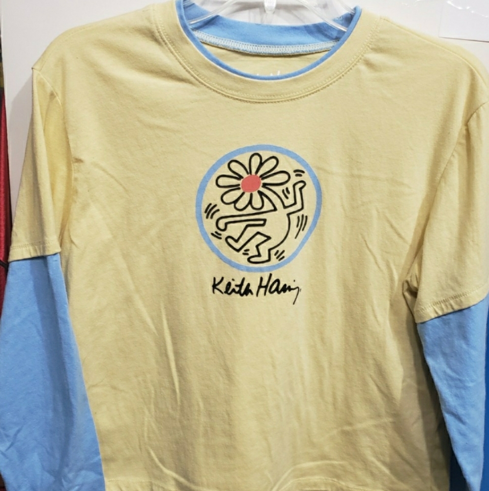 Keith Haring Long Sleeve Flower Man Shirt Size Large